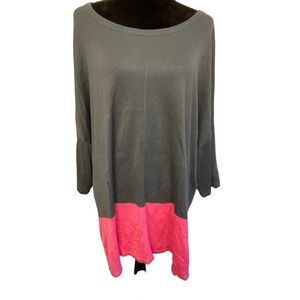 Women's Plus Size Junarose Gray Pink L/S Sweater Pullover Size 2X NWT #6103